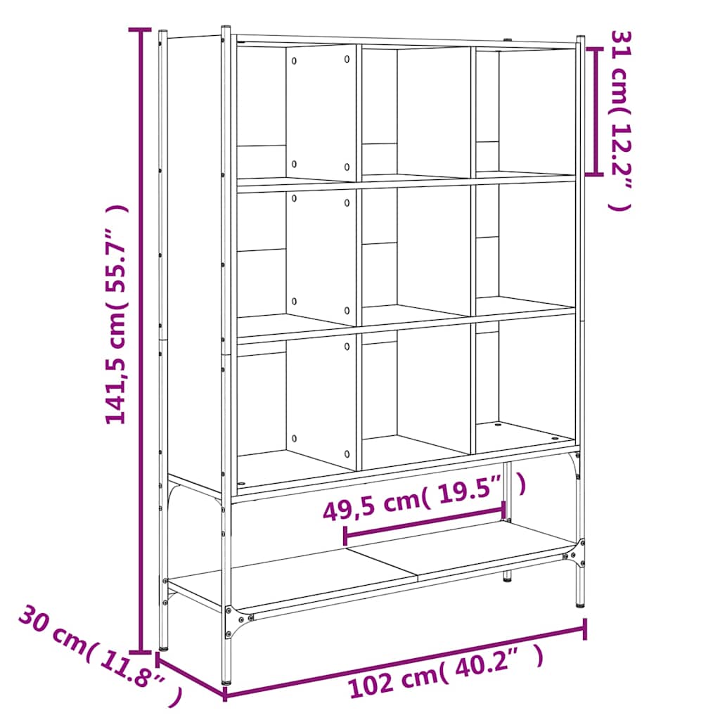 Bookshelf Brown Oak Effect 102 X 30 X 141.5 Cm Engineered Wood