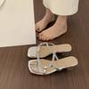 Mit Rock Feenwind offene Zehen mit Strass-Slippern Damen Sommerbekleidung 2025 neue schöne niedrig-absatzige coole Slipper