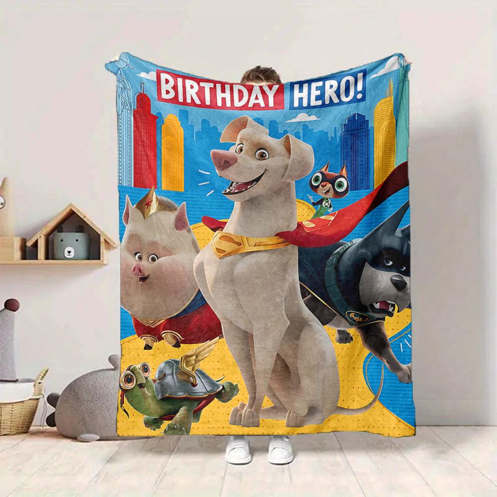 1pc DC League of Super Pets Flannel Throw Blanket Lightweight Soft Warm All Season Blanket for Sofa, Bed, Travel,L1028020