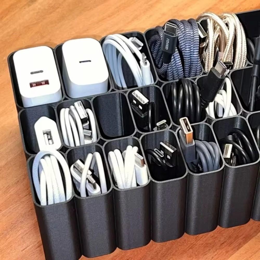 3D Printed USB Cord Storage Box Durable Cable Holder Container Tech Accessories Storage