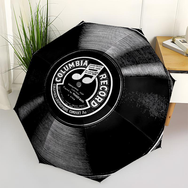 1 PC Automatic Folding Umbrella - Rock Music Pattern, Portable & Foldable Design with 8 Ribs, Christmas Birthday Gifts