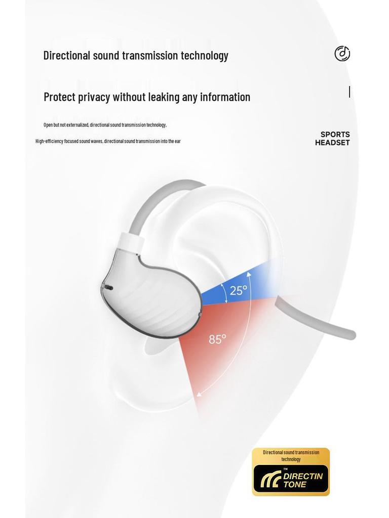 V6 Bone Conduction Wireless Bluetooth In-Ear Headphones - Open Ear Hook Style for Secure Fit During Sports Activities