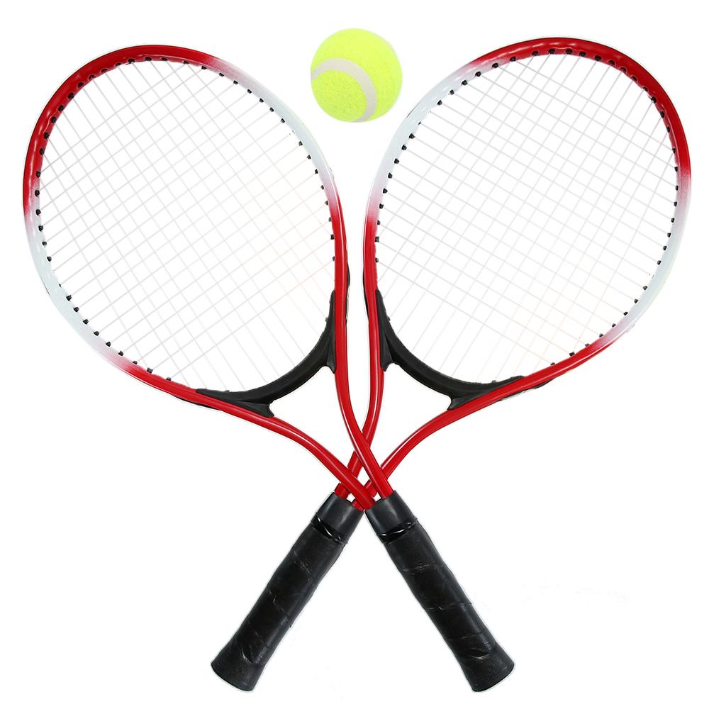 2 Stück Kinder Tennisschläger Saiten Tennisschläger mit 1 Tennisball und Hülle red