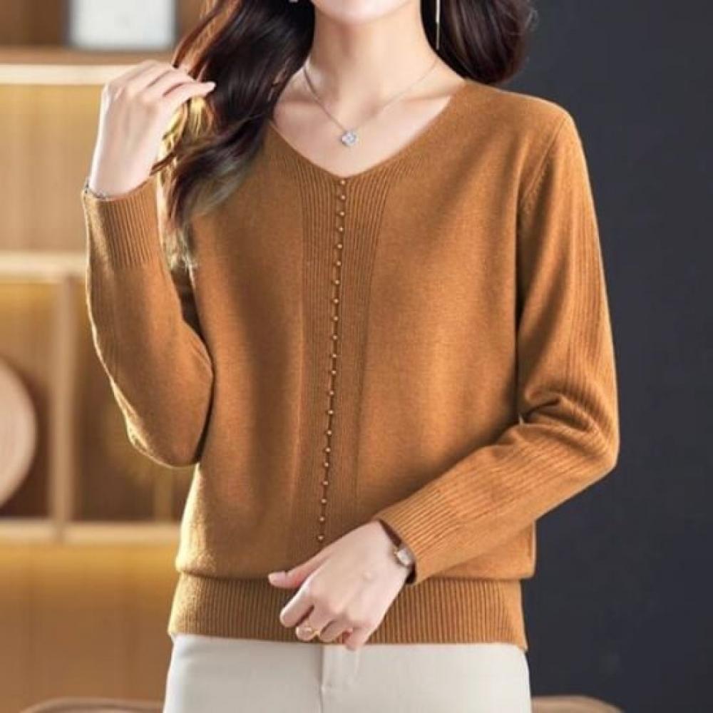 NaVaVa Women S baSic Daily V Neck Long SleeVe Knit Nk3480