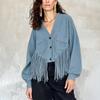 Women's Cropped Streetwear Jacket with Flattering Fit, Hem, V-Neck and Single-Breasted Button Front