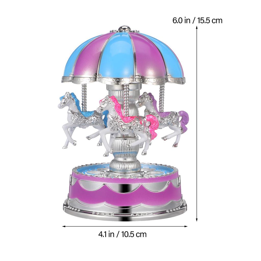Carousel Music Box Rotate LED Light Luminous Purple Romantic Home Decoration Anniversary Birthday Wedding Gift