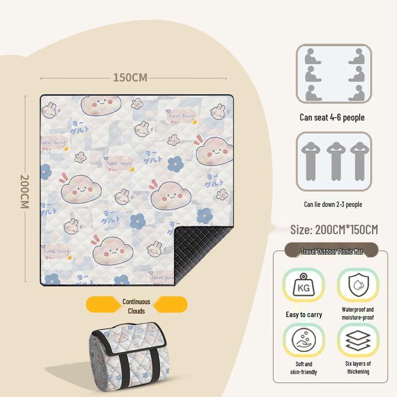 ZISIZ Thick Waterproof Folding Beach and Park Mat