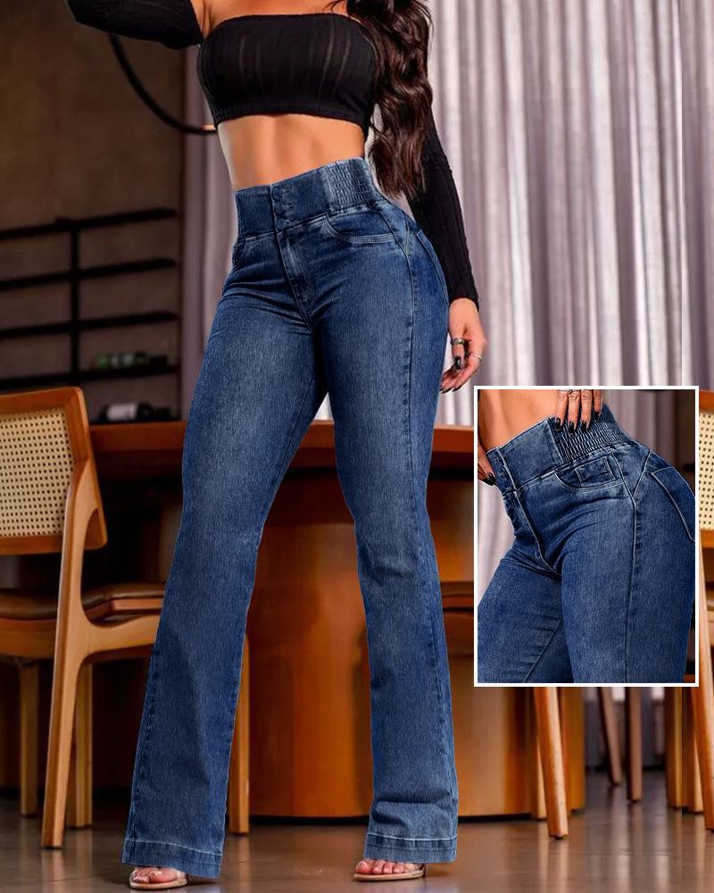 High-Waist Stretch Slimming Flared Hip-Lifting Jeans 2025 Trendsetter