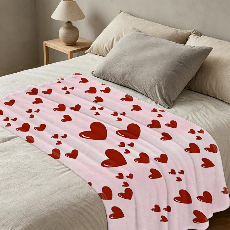 Love Themed Fleece Flannel Blanket Soft Skin-friendly Warm Short Plush Throw, Ideal Valentine’s Day Gift for Bedroom Home