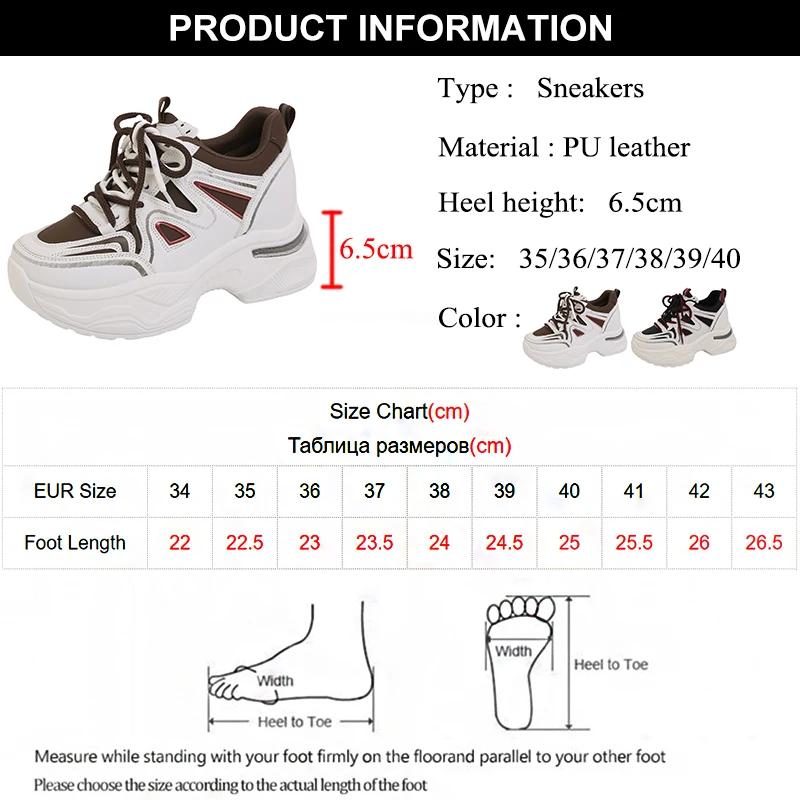 Fashion Mix Color Platform Sneakers Women Spring Pu Leather Thick Bottom Vulcanize Shoes Female Lace-Up Non-Slip Sports Shoes Ladies