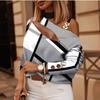 Women's Fall/Winter Long-Sleeve Chain Halter Neck Printed Button-Decorated Tops