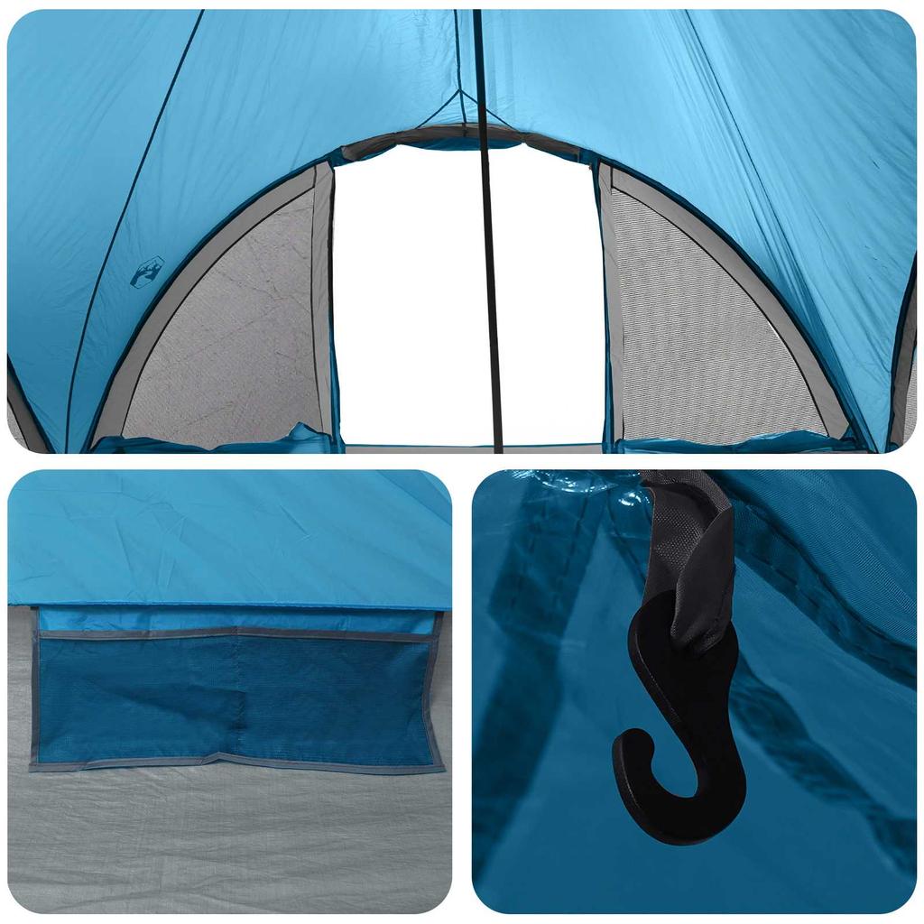 Tipi Tent with Roof Blue 6 Person Polyester and Steel