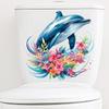 1Pc Watercolour Flower Dolphin Wall Stickers for Toilet Bathroom Home Decor Bedroom Wall Decals Children Room Living Room DIY
