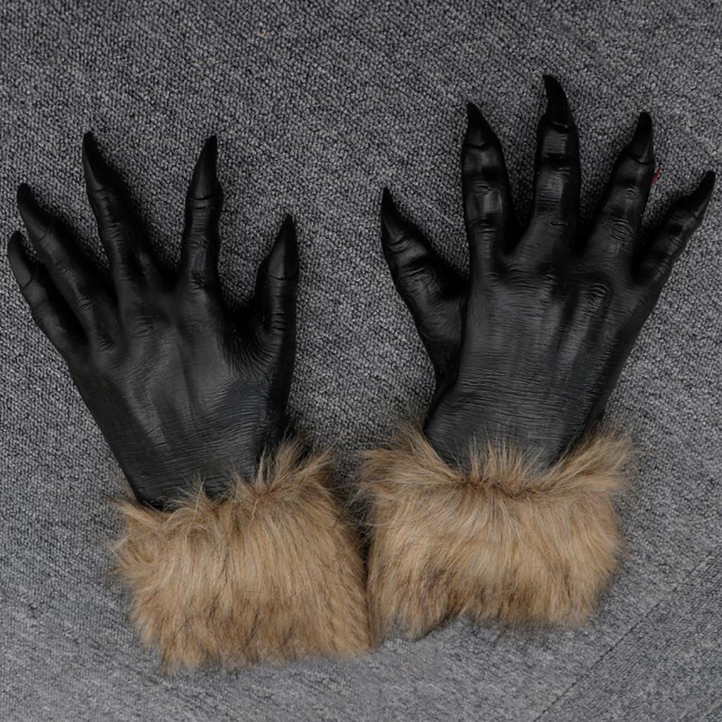 FakeFace Halloween Cosplay Grim Beast Adult and Latex Scary Monster Animal Party Stage Haunted Add Atmosphere Gloves, Reaper, Wolf, Costume, Child,