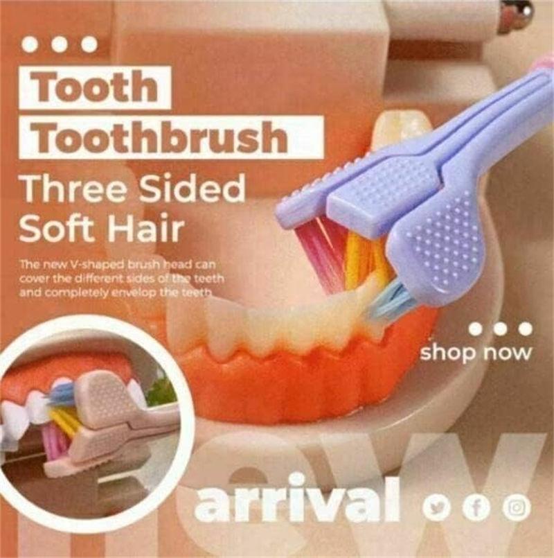 3 Sided Toothbrush Adult Three Headed U-shaped Macaroon Color Toothbrush GZW