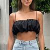 Seaside Vacation Sling Vest Women's Summer Dopamine Puffy Air Feeling Satin Babes Super Short Top Women's Clothing
