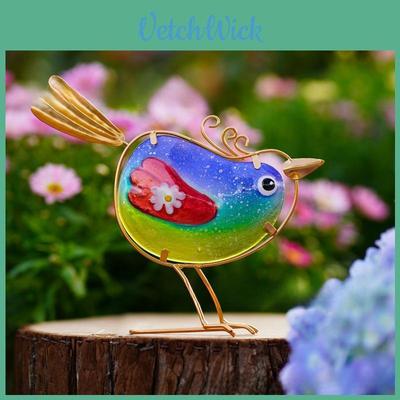 Glass Bird Garden Decor Painted Finish For Gift Giving And Home Decor