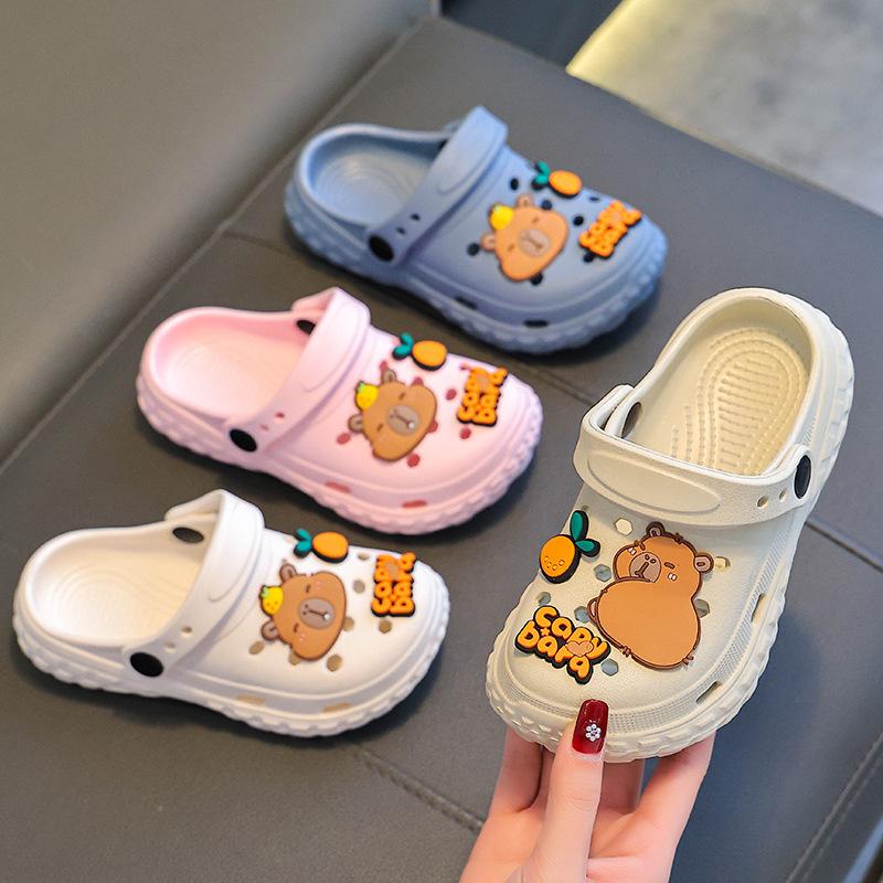 Kapibara Summer Boys' Clog Shoes, Cushioned Feel, Non-Slip, Parent-Child Matching, Closed-Toe, Breathable Children's Sandals