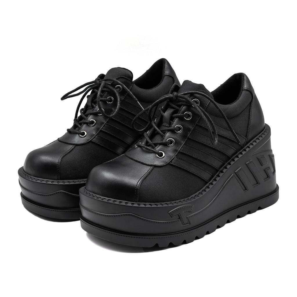 Klin Gruby Spód Moda Punkowe Buty Kobieta Moda Klasyki Gotyckie Buty Kobiety Panie Wysoka Platforma Płaskie Czarne