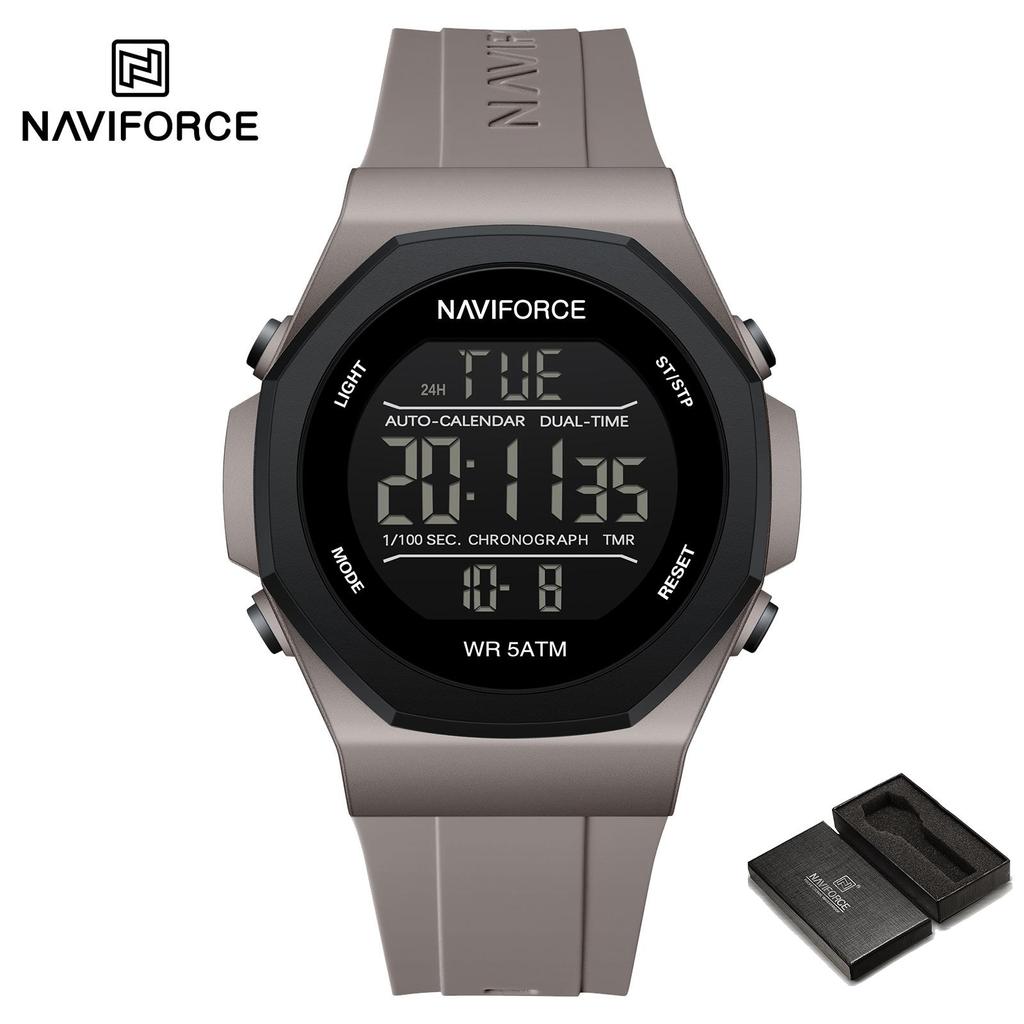 NAVIFORCE Digital Watch for Men Boy Waterproof Silicone Strap LCD Dial Luminous Countdown Boy Men's Sports Multifunctional Watch NF7117