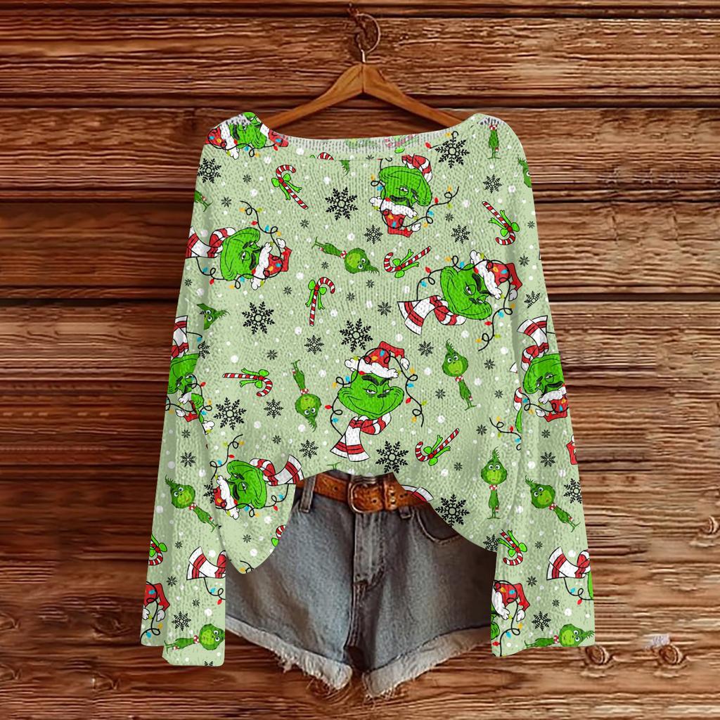 Christmas Sweatshirts For Women Knit Sweater Cute Shirt Fall Crewneck Pullover Tops