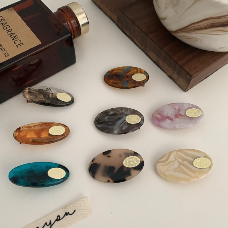 Korean Hair Clips for Women Elegant Colorful Solid Color Oval Marble Pattern Hair Barrettes Girls Hair Clip Hair Accessories New