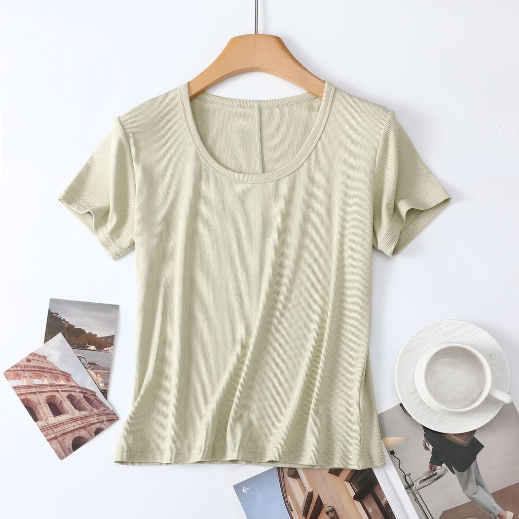 2026 Women’s Slim Fit Lightweight Round Neck Tencel Short Sleeve Ice Silk Top