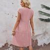 Women Summer Casual O Neck Solid Color Loose One Piece Dress