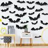 Hanging Bat Decorations LED Wall Sticker Lighted 3D Decorative Stickers Removable Realistic Flying Decor PVC Window Decals for Bedroom Door Halloween