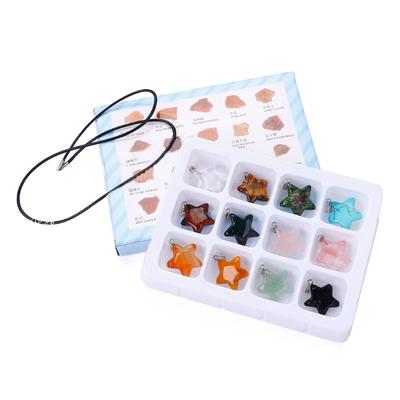12 PZ Ciondolo Stella a Cinque Punte Colore Pietra Naturale per Creazione Gioielli Fai da Te Collana Orecchini Accessori Charms Regalo