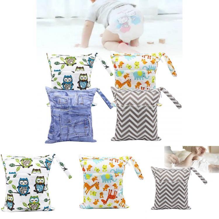 Asenappy Waterproof Baby Diaper Bag With Double Zipper Digital Print 30x36cm