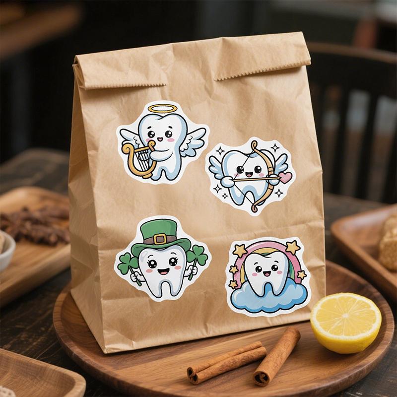 Top-Grade 100Pcs Top-Grade Tooth High-Standard Cartoon Top-Grade Stickers First-Class Cute Premium-Quality Tooth Superior-Grade Decals