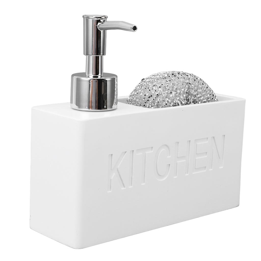 Kitchen Soap Dispenser with Sponge Holder Press Type Dish Soap Dispenser Pump Bottle with Steel