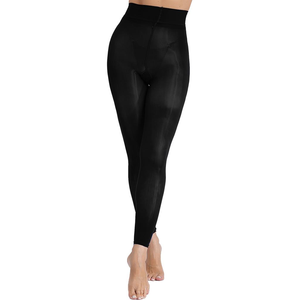 Womens Sheer Mesh Leggings Shimmering Skinny Pants High Waist See-Through Baselayer Tights