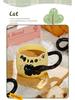 Charming Embossed Black Cat Ceramic Mug - Stackable Cup for Milk, Coffee, Breakfast