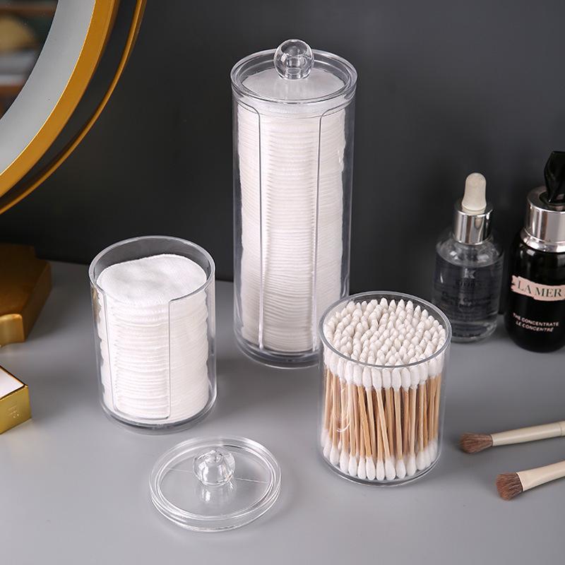 Dual-Layer Transparent Cotton Swab and Makeup Remover Storage Box