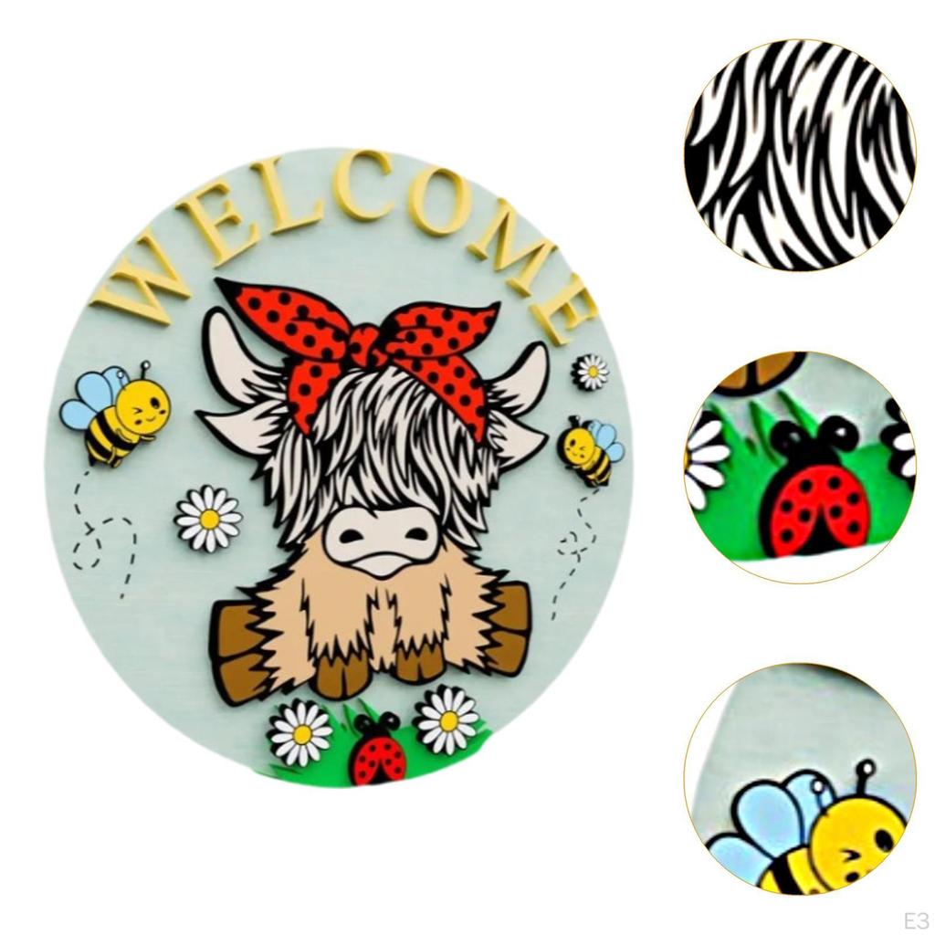 Highland Cow Wood Sign for Entryway, Wall Decor Living Room