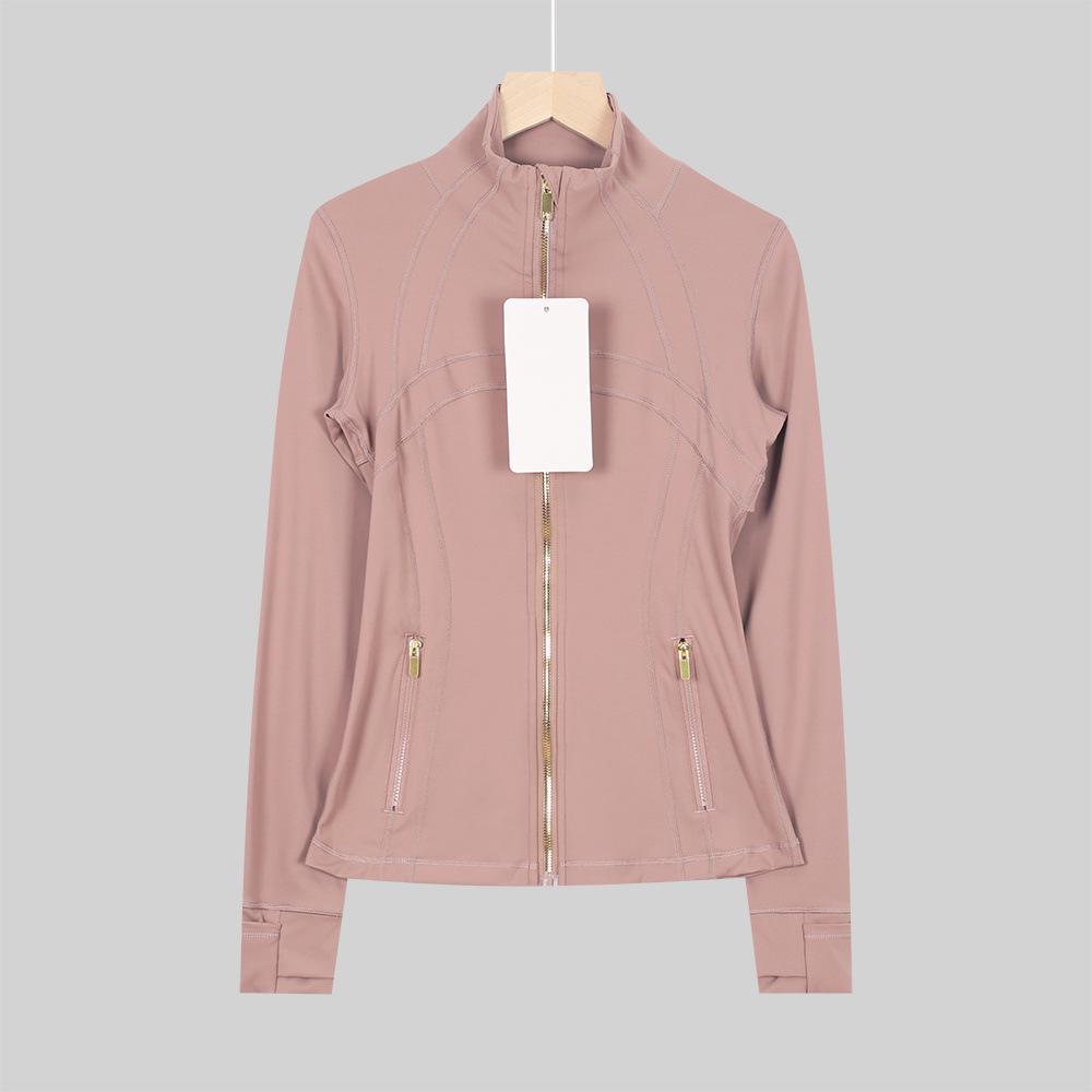 Available: Original Gold Quick-Dry Slimming Fitness Jacket with Stand-Up Collar and Long Sleeves for Running & Yoga.