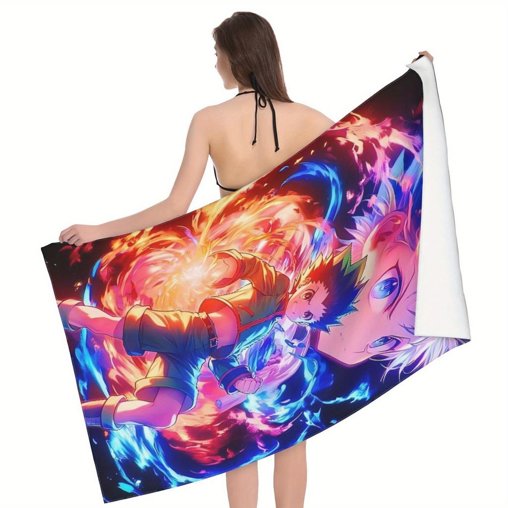 Dynamic Anime Duo Bath Towel - Soft, Super Absorbent & Vibrant Design for Everyday Use & Perfect Gift for Anime Fans