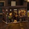 Wooden Miniature House Craft Book Nooks Kits Antique Bistro Doll House Assembly Set Toy For Crafts Lover And Collector