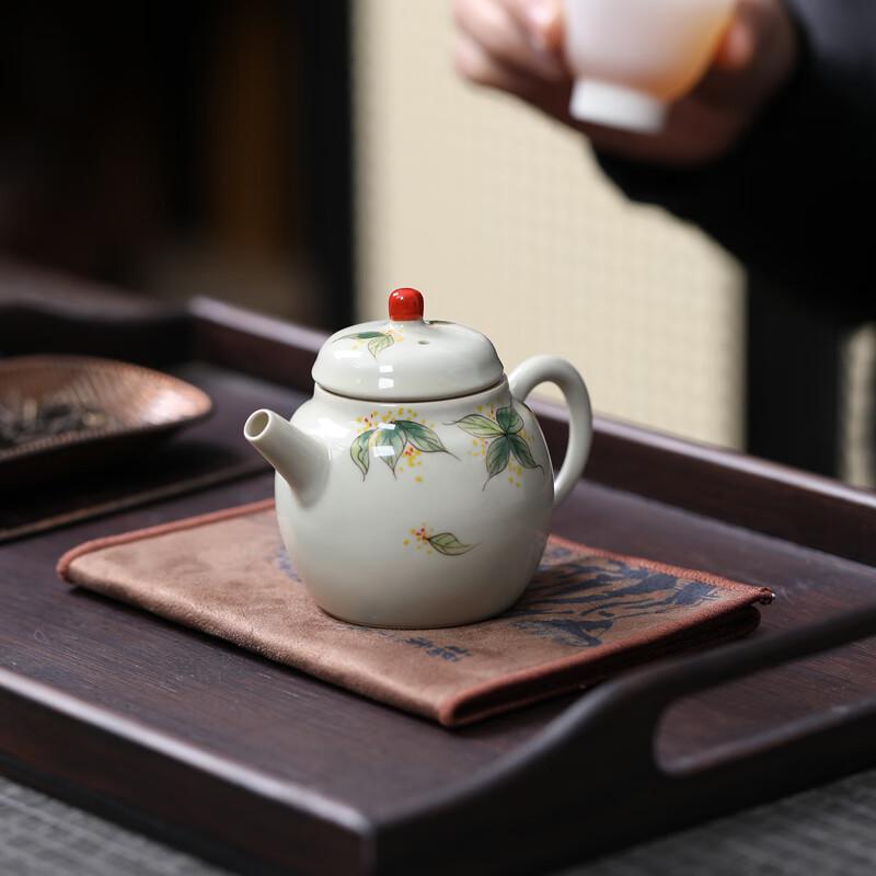 Hand-Painted Osmanthus Chinese Ceramic Teapot
