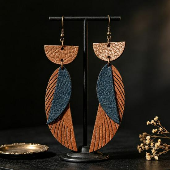 Creative PU Leather Earrings: Diverse Styles & Shapes for Unique Personality
