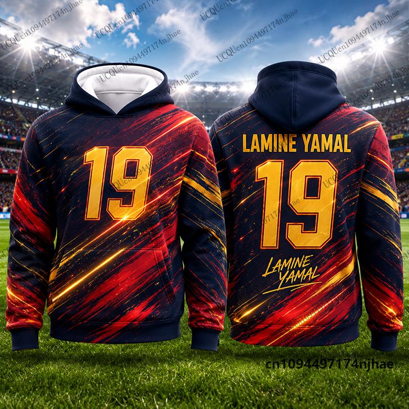 2026 Nauji Specialūs Yamal #19 Spausdinti Hoodies Vaikams Ruduo Ilgomis Rankovėmis Sportiniai Drabužiai Futbolo Puloveris Sportiniai Vaikams/Suaugusiems Viršutiniai Drabužiai