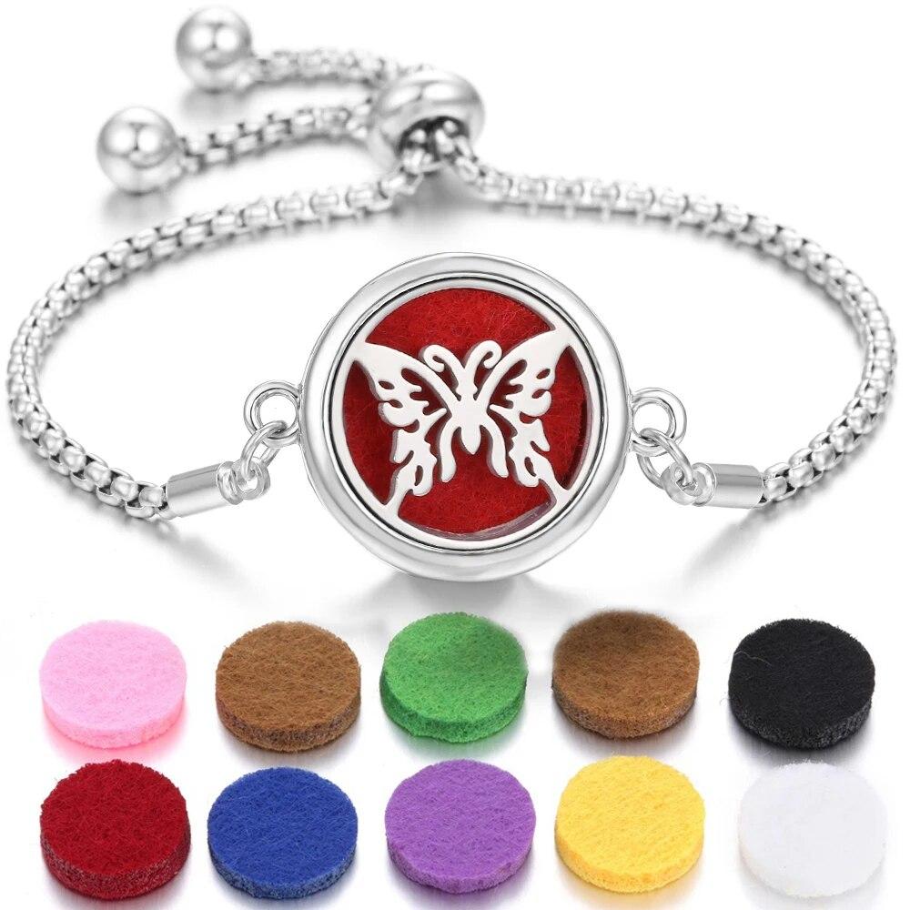 Neue Aromatherapie ätherisches Öl Diffusor Armband Edelstahl Zinklegierung Medaillon Armbänder Aroma Diffusor Parfüm Armband