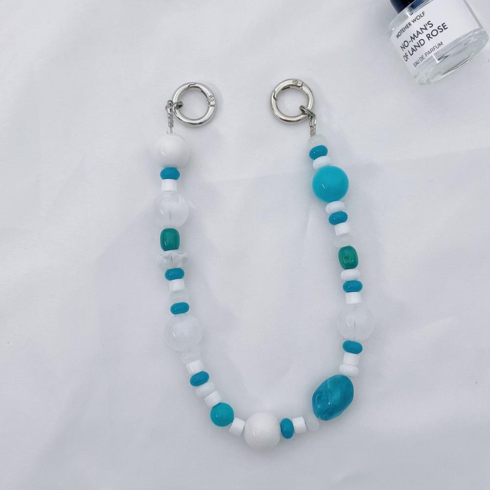 INS Imitation Moonstone Acrylic Beads Fashion Anti-lost Hand Carry Pendant Short Mobile Phone Chain