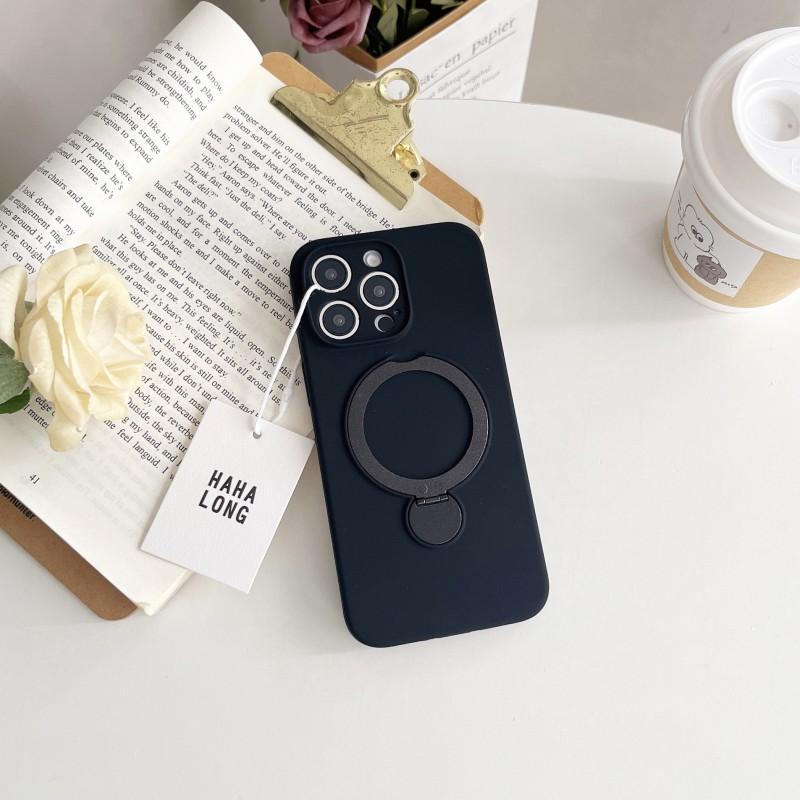 Liquid Silicone Phone Case IPhone 16 Pro Max With 360 Rotating Kickstand Shockproof Magnetic Support