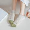 5/10 Pairs Women Floral Edge Breathable Short Socks Spring Summer Thin Mesh Breathable Fashion Sweet Floral Pattern Casual Socks