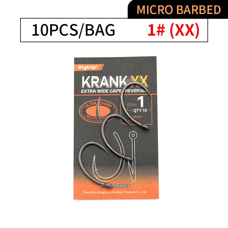 

10 шт. Карповый рыболовный крючок Krank EXTRA Экстра широкий зев Отогнутый Легированная сталь Микро с бородкой/без бородки PTFE покрытие Размер 1 2 4 6