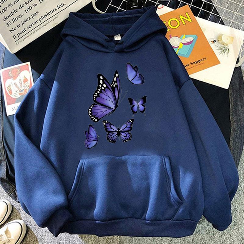 Lustige 90er Grafik Schmetterlingsmuster Gedruckte Hoodies Damen Herren Vintage Y2k Sweatshirts Kapuzenkleidung