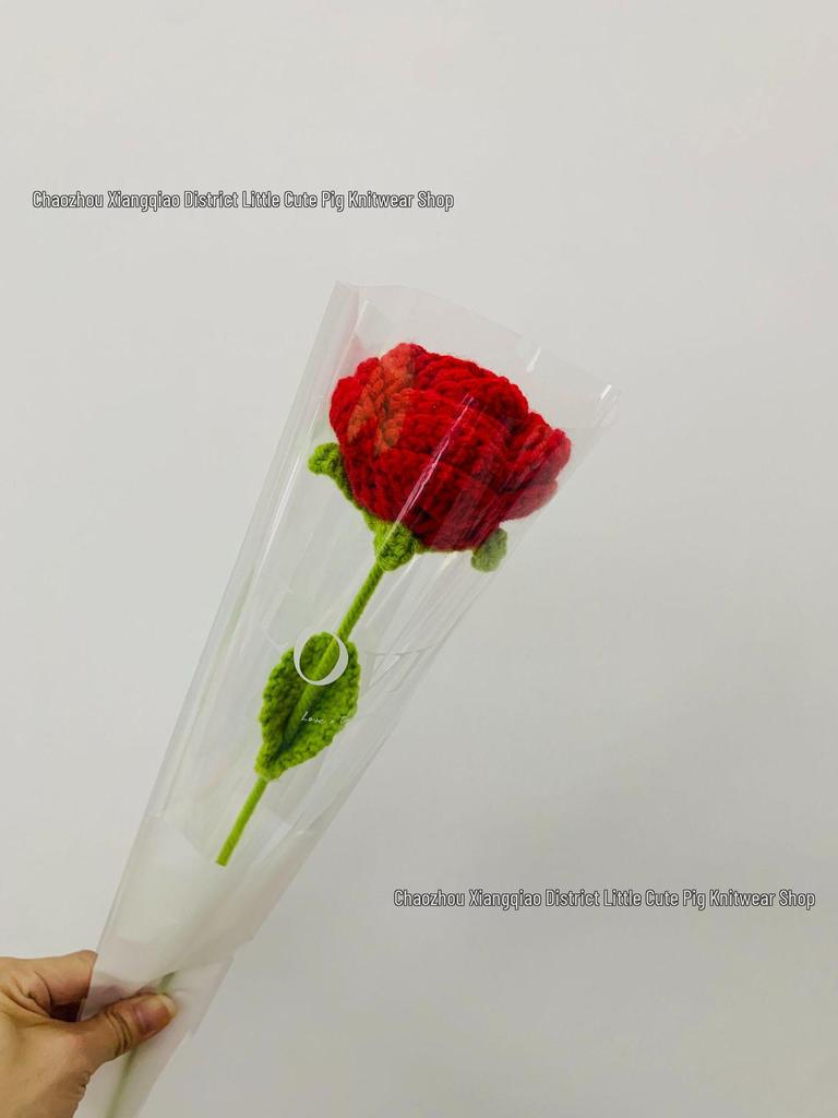 Hand-Knitted Gradient Rose Crochet Bouquet - Preserved Artificial Flowers Valentine's Gift